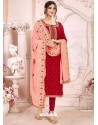 Red Heavy Modal Silk Designer Gota Worked Churidar Suit