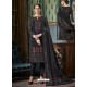 Amazing Black Tussar Silk Printed Designer Straight Suit