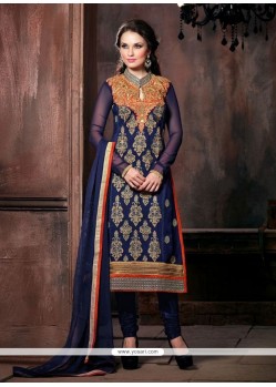 Glorious Blue Georgette Churidar Salwar Suit