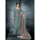 Teal Silk Embroidered Designer Palazzo Suit