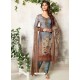 Grey Soft Cotton Embroidered Designer Straight Suit