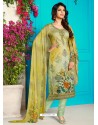 Marvelous Green Soft Cotton Embroidered Designer Straight Suit