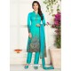 Firozi Soft Cotton Embroidered Designer Straight Suit
