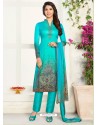 Firozi Soft Cotton Embroidered Designer Straight Suit