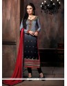 Black And Grey Shaded Embroidery Work Salwar Suit