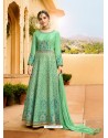 Sea Green Silk Embroidered Designer Anarkali Suit