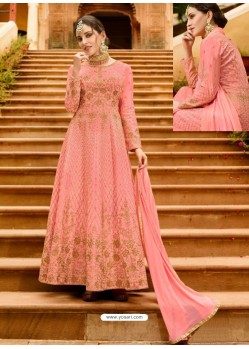 Pink Silk Embroidered Designer Anarkali Suit