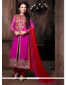 Latest Hot Pink Georgette Pant Style Suit
