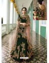 Dark Green Silk Heavy Embroidered Designer Wedding Lehenga Choli