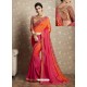 Glorious Orange Fancy Georgette Thread Embroidered Wedding Saree