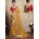 Yellow Vichitra Silk Thread Embroidered Wedding Saree