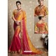 Mustard And Red Fancy Georgette Thread Embroidered Wedding Saree