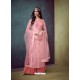Pink Faux Georgette Hand Embroidered Designer Palazzo Suit
