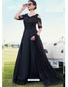 Black Silk Net Embroidered Designer Gown Style Suit