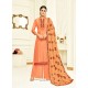 Orange Embroidered Upada Silk Designer Palazzo Suit