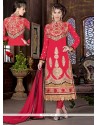 Latest Hot Pink Georgette Churidar Salwar Suit