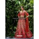 Red Thai Silk Zari Embroidered Designer Wedding Lehenga Choli