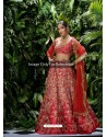 Red Thai Silk Zari Embroidered Designer Wedding Lehenga Choli
