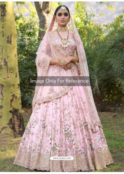 Baby Pink Silk Heavy Embroidered Designer Wedding Lehenga Choli