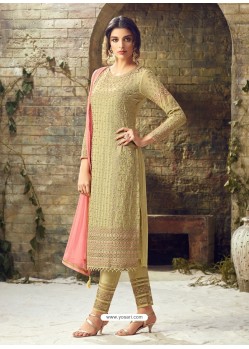 Green Georgette Stone Embroidered Designer Staright Suit