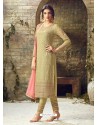 Green Georgette Stone Embroidered Designer Staright Suit