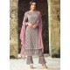 Lavender Georgette Stone Embroidered Designer Staright Suit