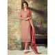 Light Red Georgette Stone Embroidered Designer Staright Suit