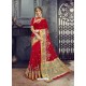 Red Embroidered Designer Cotton Silk Saree