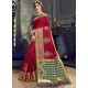 Maroon Embroidered Designer Cotton Silk Saree