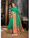 Jade Green Embroidered Designer Cotton Silk Saree