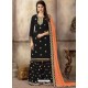 Black Embroidered Faux Georgette Designer Palazzo Suit