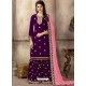 Purple Embroidered Faux Georgette Designer Palazzo Suit