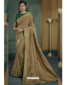 Camel Embroidered Art Silk Designer Saree