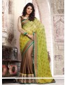 Blooming Green And Brown Shaded Faux Georgette Saree