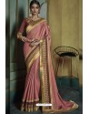 Dusty Pink Embroidered Art Silk Designer Saree