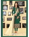 Dark Green Georgette Designer Embroidered Churidar Suit