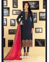 Navy Blue Georgette Designer Embroidered Churidar Suit