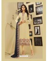 Cream Georgette Designer Embroidered Churidar Suit