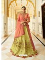 Light Red And Yellow Silk Embroidered Designer Lehenga Choli