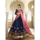 Navy Blue Silk Embroidered Designer Lehenga Choli