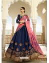 Navy Blue Silk Embroidered Designer Lehenga Choli