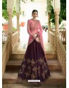 Deep Wine And Pink Silk Embroidered Designer Lehenga Choli