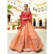 Light Orange And Fuchsia Silk Embroidered Designer Lehenga Choli