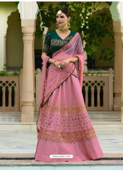 Light Pink Silk Embroidered Designer Lehenga Choli