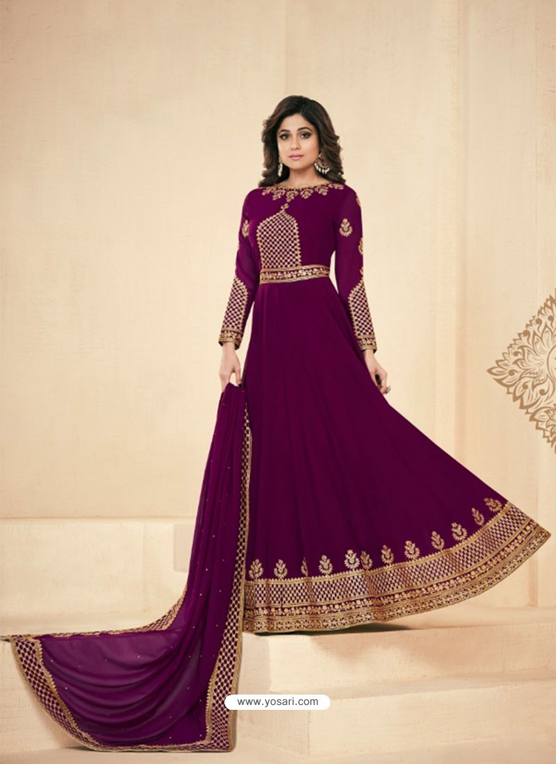 Buy Purple Georgette Embroidered Designer Anarkali Suit | Anarkali Suits