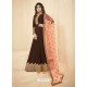 Coffee Georgette Embroidered Designer Anarkali Suit