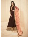 Coffee Georgette Embroidered Designer Anarkali Suit