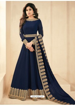 Navy Blue Georgette Embroidered Designer Anarkali Suit