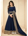 Navy Blue Georgette Embroidered Designer Anarkali Suit