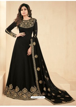 Black Georgette Embroidered Designer Anarkali Suit